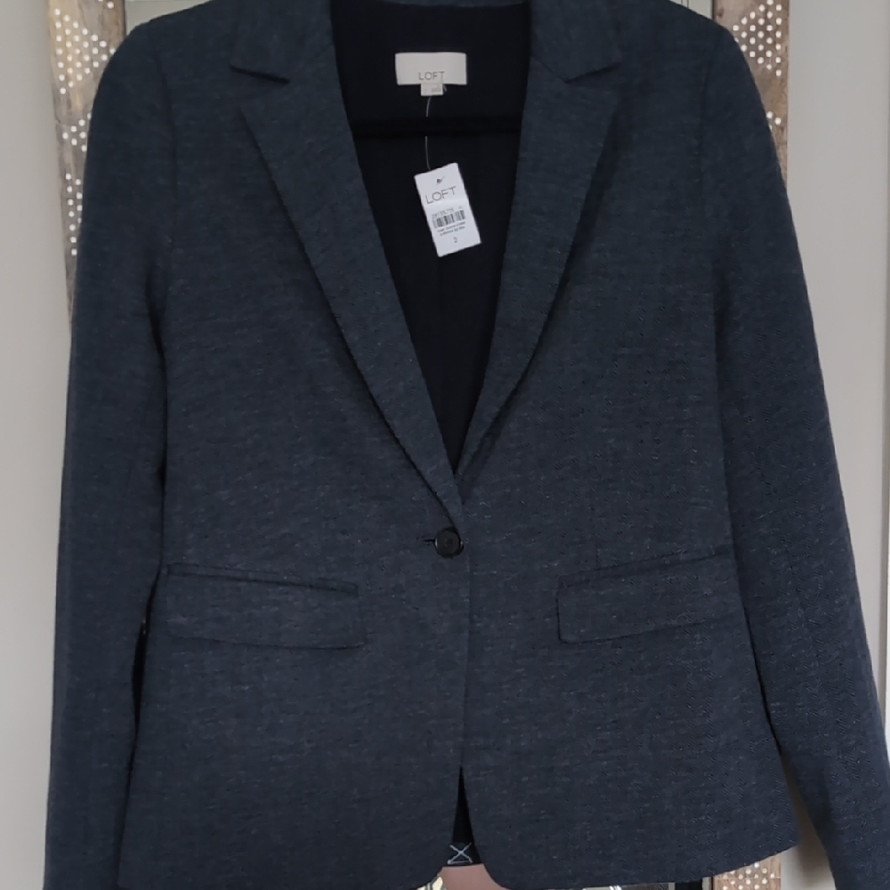 NWT LOFT Modern Herringbone Blazer - Sz 2 - Picture 5 of 8